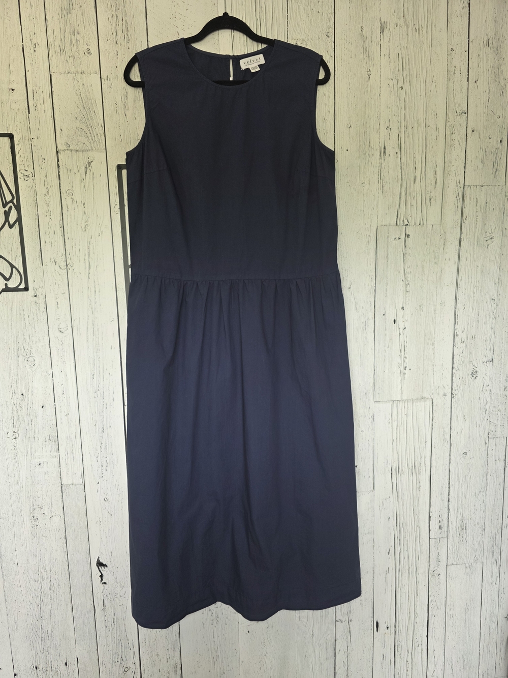 NWT Velvet by Graham & Spencer Masha Cotton Poplin Midi Dress M Blue Made USA - Picture 5 of 12